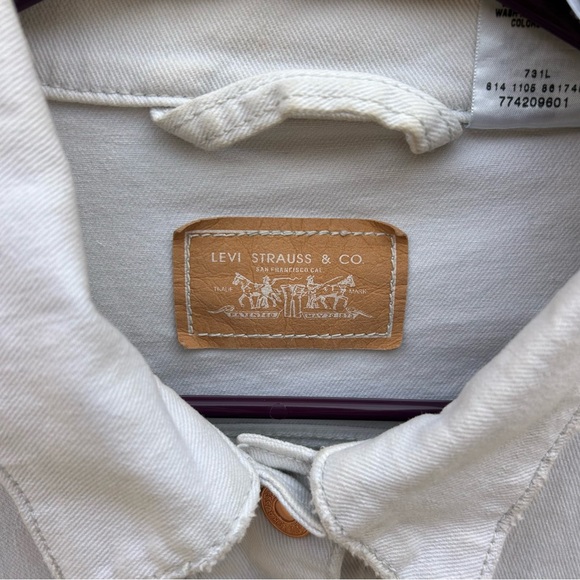 Levi's Women’s White Cropped Trucker ‎ Denim Jacket XL - Picture 3 of 7